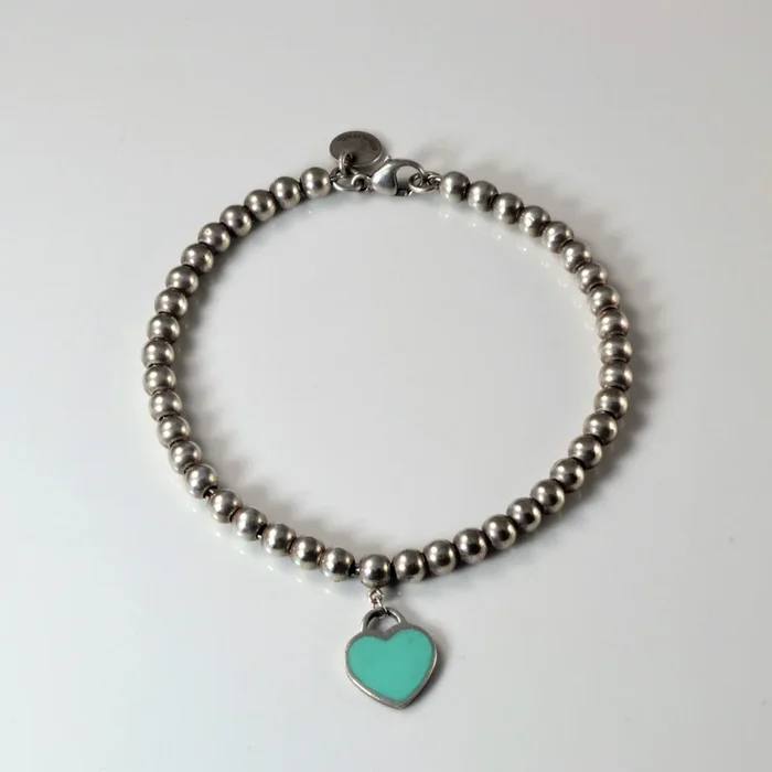 ‘Tiffany & Co.’ Mini Heart Tag Bead Bracelet | 6.25″ |