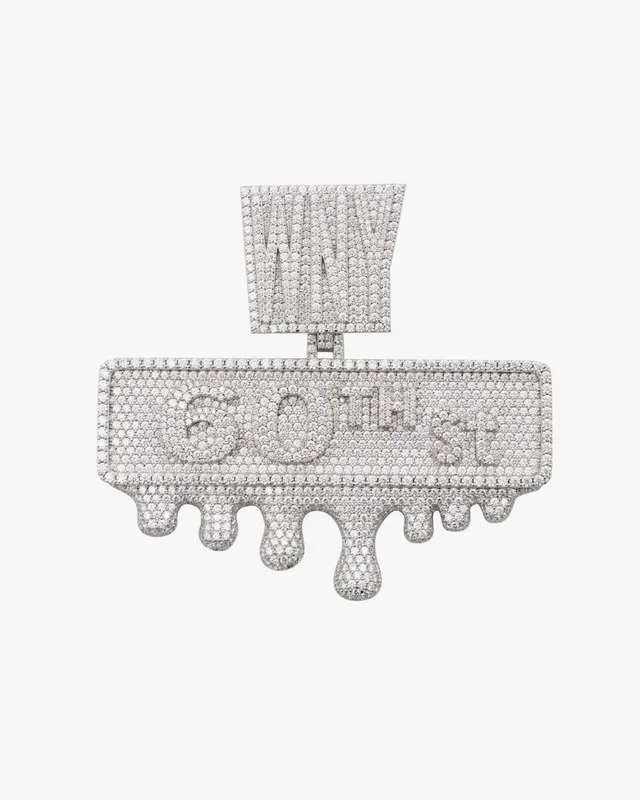 “60th Steet” Custom Moissanite Name Pendant 14K Gold
