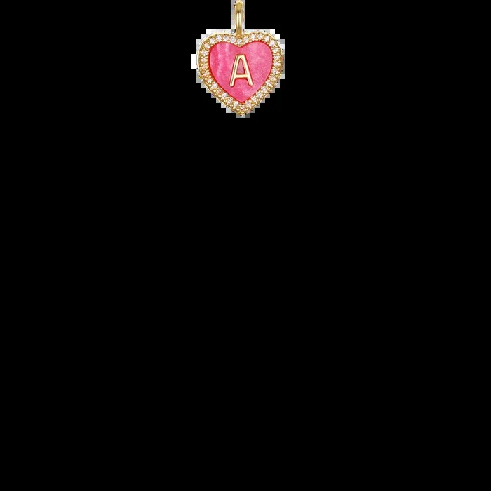 “A” Pink Heart Initial Charm