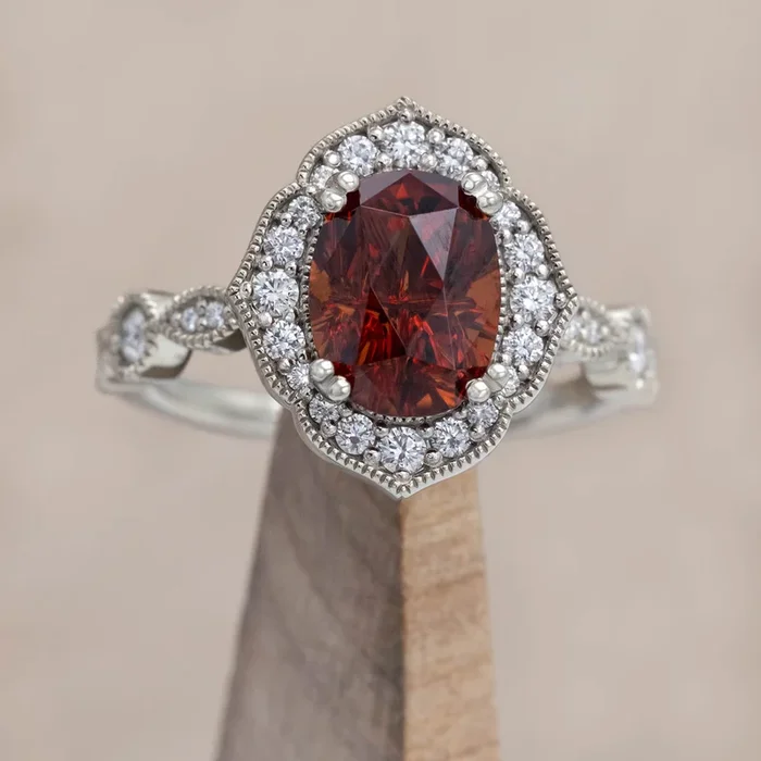 “BIANCA” – ENGAGEMENT RING WITH DIAMOND & HALO ACCENTS – MOUNTING ONLY – SELECT YOUR OWN STONE