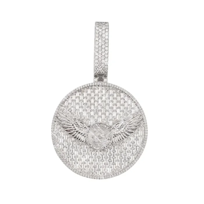 “BITCOIN EAGLE” Custom Circle Pendant 14K Gold