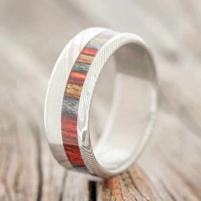 “CASTOR” – RED, GREY & BROWN BIRCH WOOD WEDDING RING