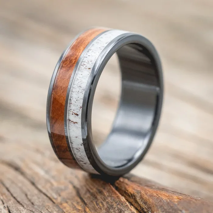 “DYAD” – ANTLER & REDWOOD WEDDING BAND