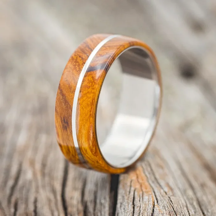 “GOLDEN” – WOOD WEDDING BAND – READY TO SHIP