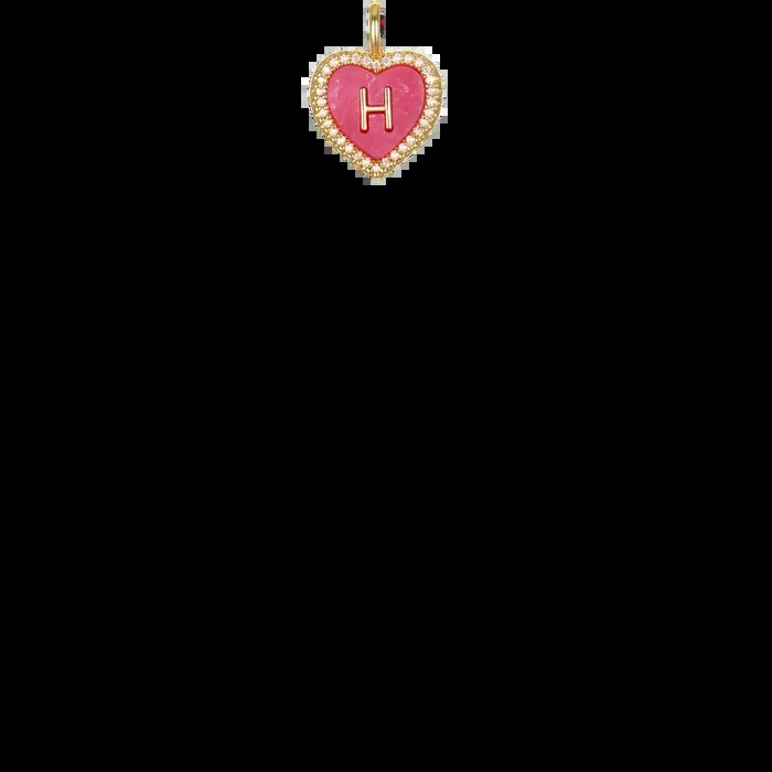 “H” Pink Heart Initial Charm