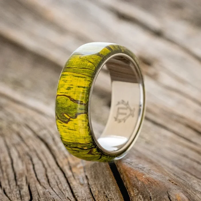 “HAVEN” – GREEN SPALTED MAPLE WEDDING RING