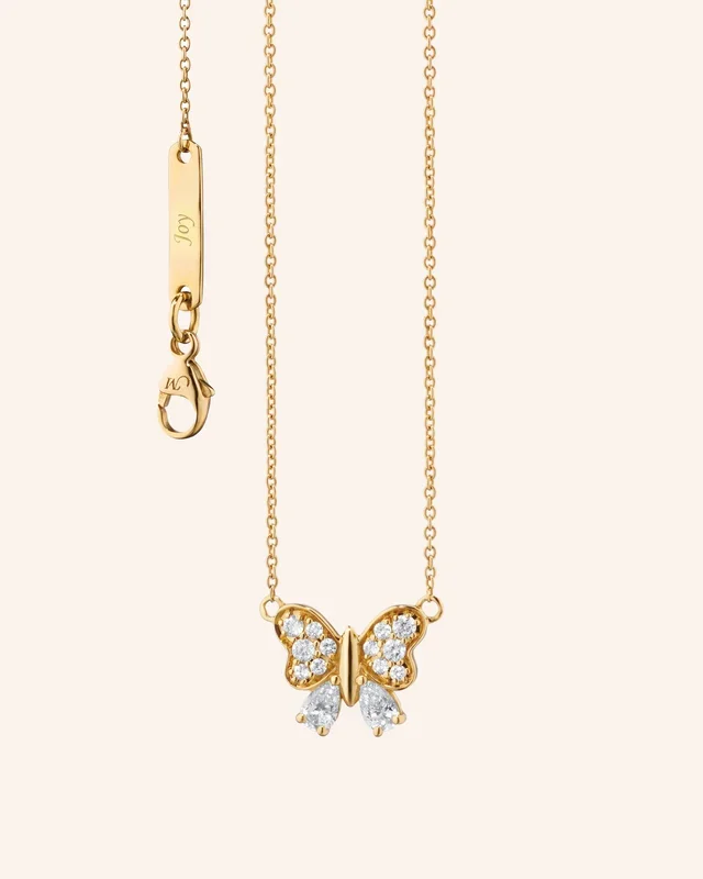 “Joy” Butterfly 18K Gold Necklace with Diamonds