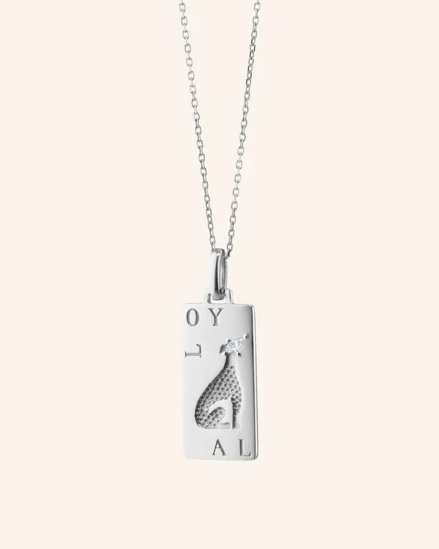 “Loyal” Dog Intaglio Necklace with White Sapphires