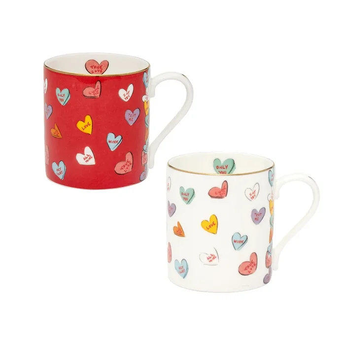 “Only You” Hearts Mugs, Set of 2