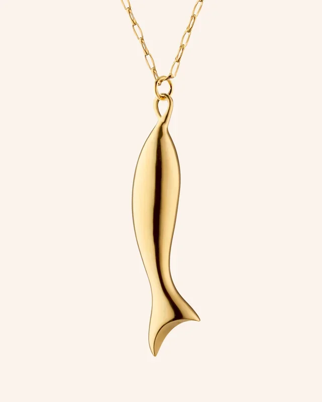 “Perseverance” Fish 18K Gold Necklace