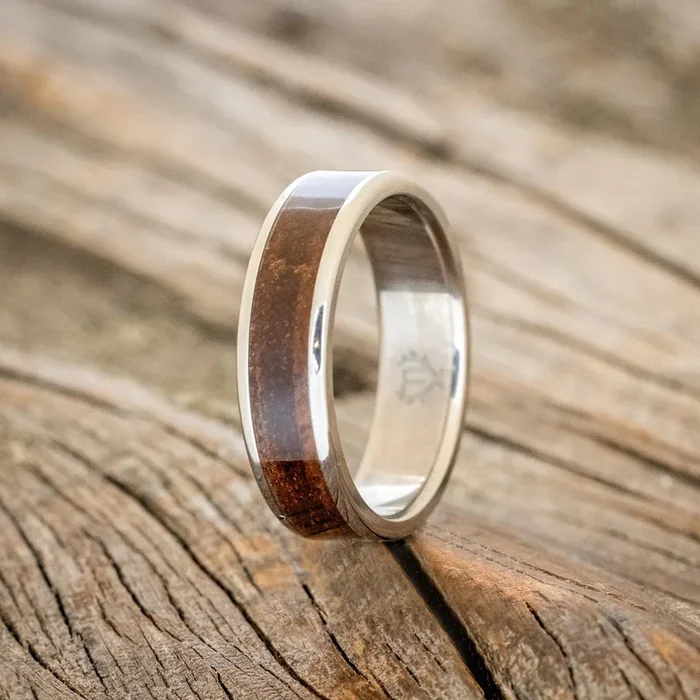 “RAINIER” – KOA WOOD WEDDING RING – TITANIUM (6MM) – SIZE 12