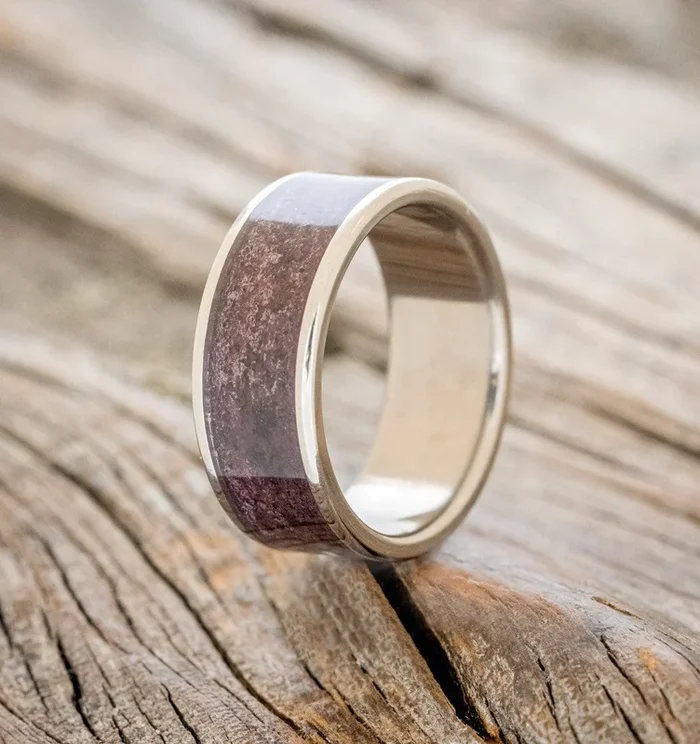 “RAINIER” – PURPURITE INLAY WEDDING RING