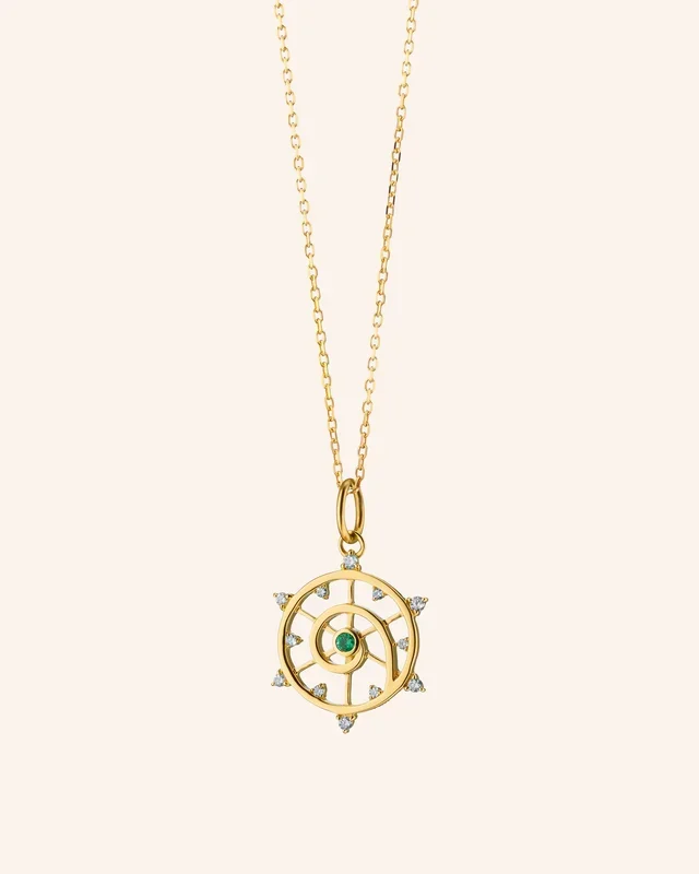 “Venus” Mini Necklace with Emerald and Diamonds