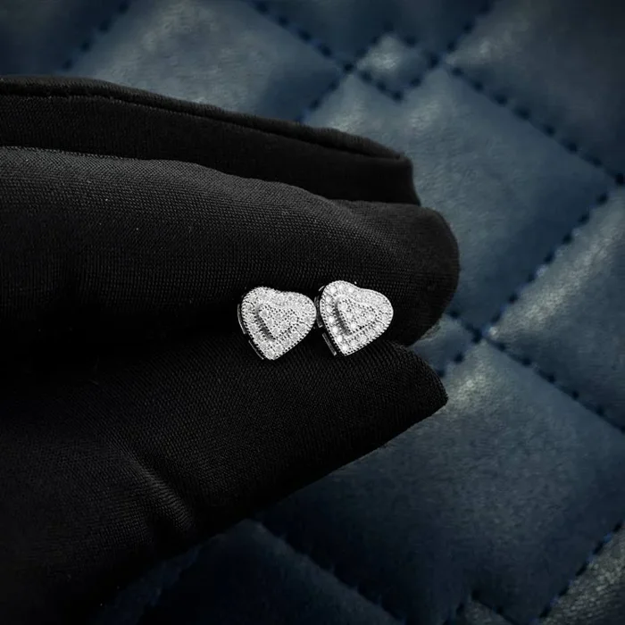 8MM Heart Shaped Moissanite Earrings 14K Gold
