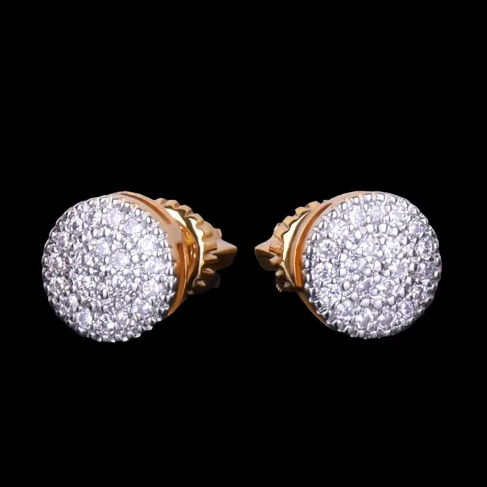 8MM Round Cut Iced Out Diamond Stud Earrings