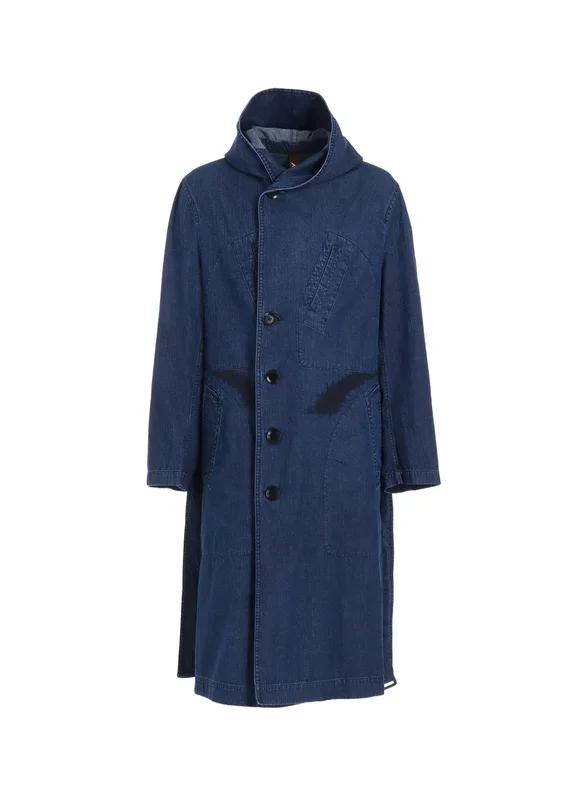8OZ DENIM + DUNGAREE HOODED COATS WITH POCKETS