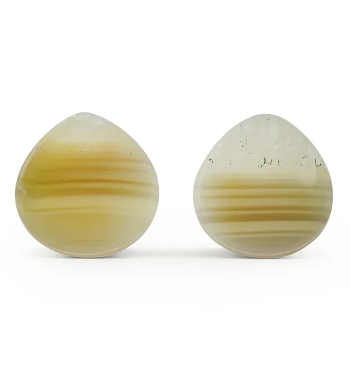 9/16″ (14mm) Timor Agate Teardrop Double Flare Plugs Version 1