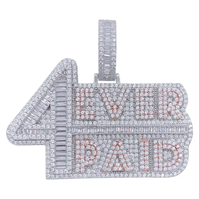 .925 Silver 4 Ever Paid VVS CZ Iced Out Pendant