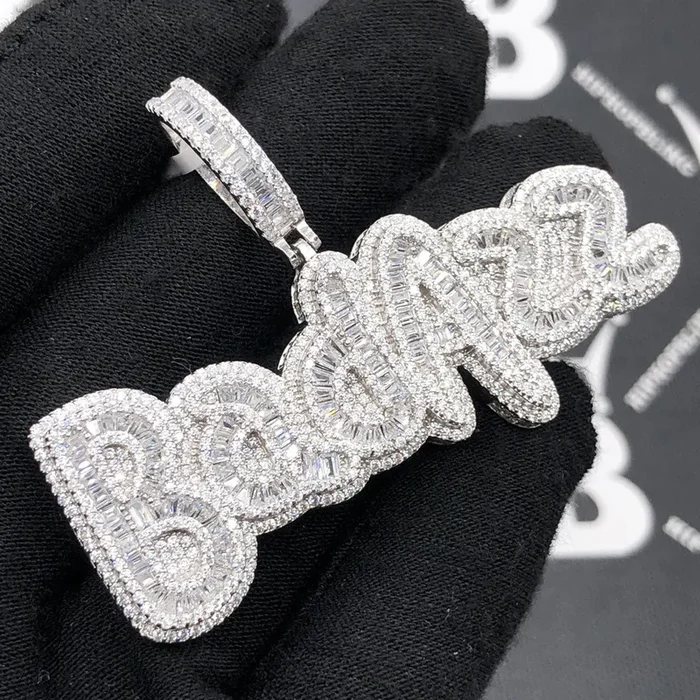 .925 Silver BadAzz Baguette VVS CZ Iced Out Pendant