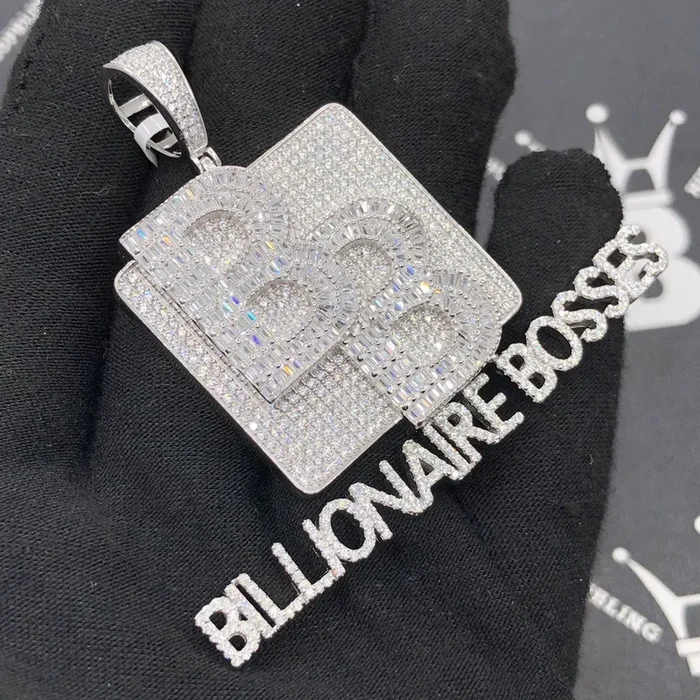 .925 Silver Billionaire Bosses Baguette VVS CZ Iced Out Pendant