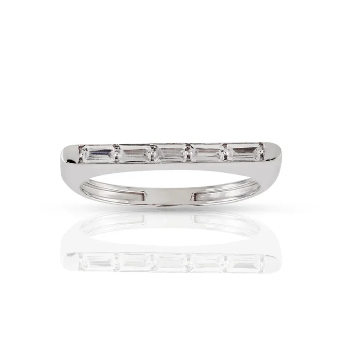 925 Silver Cubic zirconia Baguette Diamond Ring