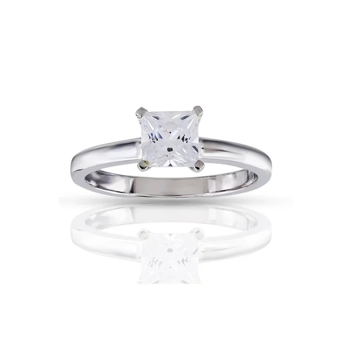 925 Silver Cz Princess cut Diamond Ring 5mm