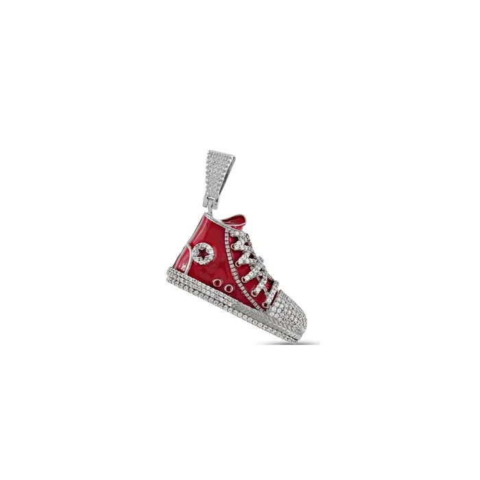 925 Silver Shoe Pendant with Cz Diamond
