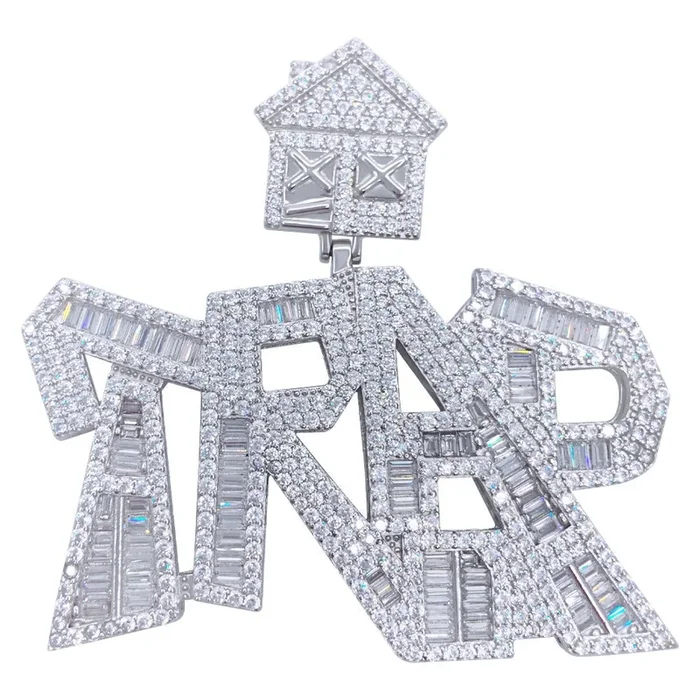 .925 Silver TRAP Baguette VVS CZ Iced Out Pendant
