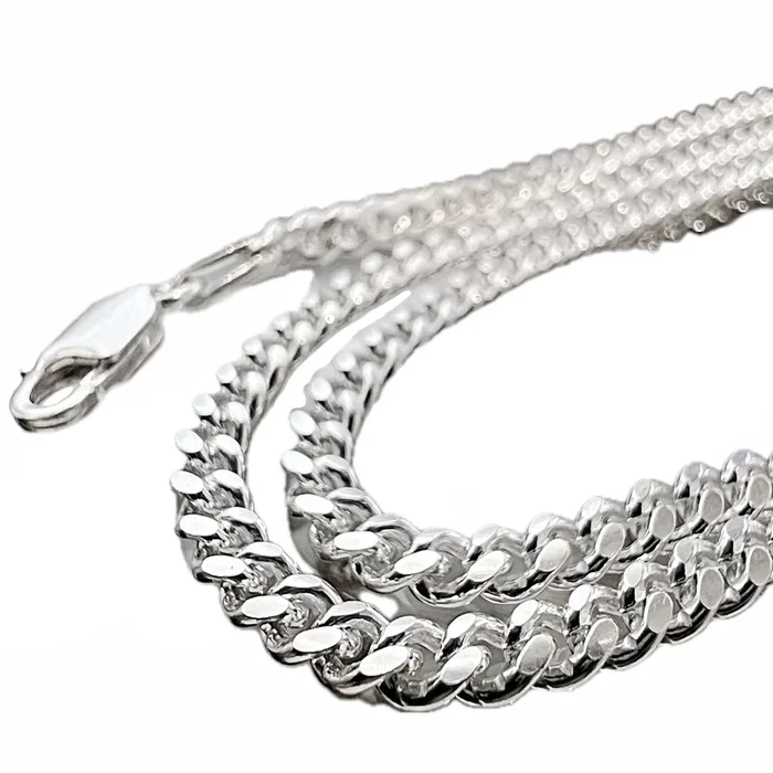 925 Sterling Silver Miami Cuban Link Chain Italy Necklace 3MM 16-30″