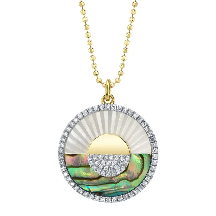 Abalone Shell & Mother Of Pearl Sunrise Pendant