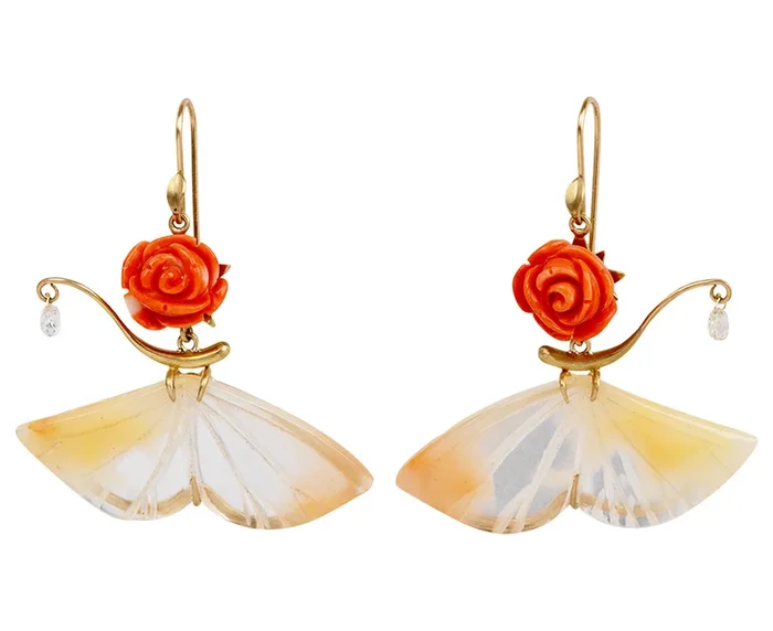 Agate Pollinating Butterfly Earrings