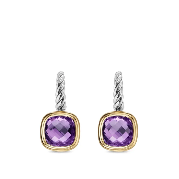 Albion® Drop Earrings in Sterling Silver with 18K Yellow Gold and Amethyst, 10mm