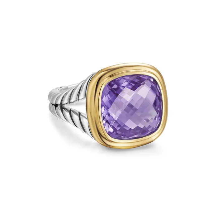 Albion® Ring in Sterling Silver with 18K Yellow Gold and Amethyst, 11mm