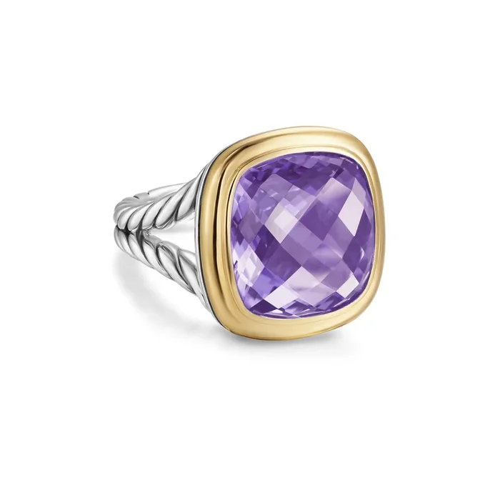 Albion® Ring in Sterling Silver with 18K Yellow Gold and Amethyst, 15mm