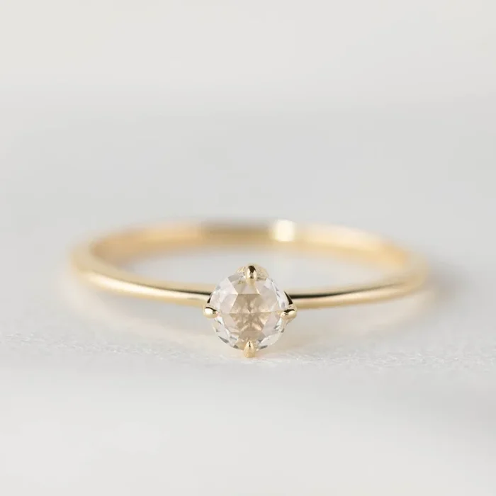 Alice Ring, 0.20ct Round Rose Cut Diamond, 14k Yellow Gold (One of a kind)