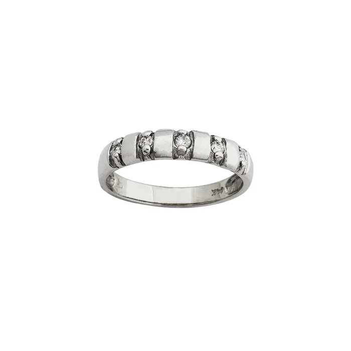 Alternating CZ Wedding Band (14K)