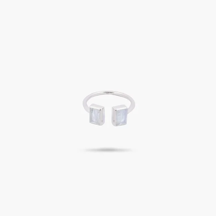 Amare Wear 925 Sterling Silver Moonstone Cuff Ring