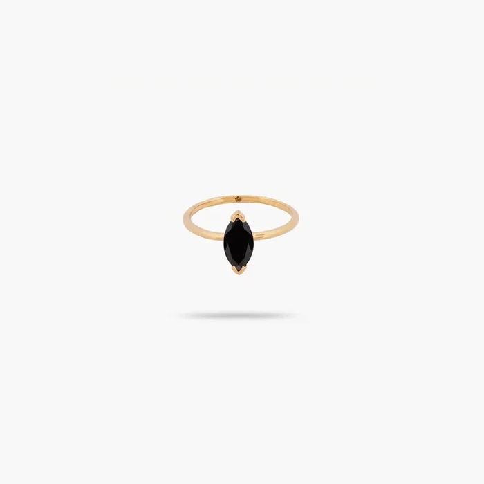 Amare Wear Black Spinel Marquise Solitaire Ring