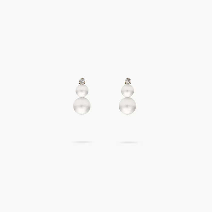 Amare Wear Double Akoya Pearl and Diamond Stud Earrings
