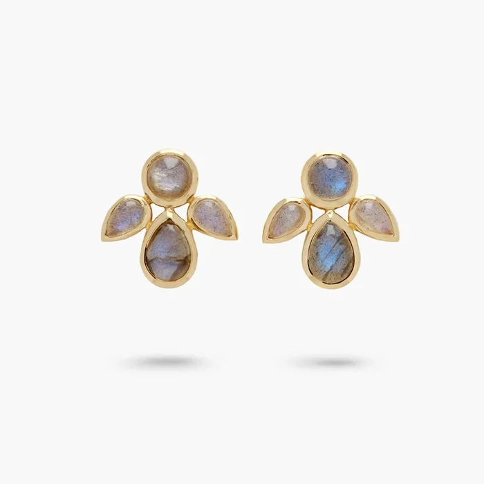 Amare Wear Mini Labradorite Angel Leaf Studs