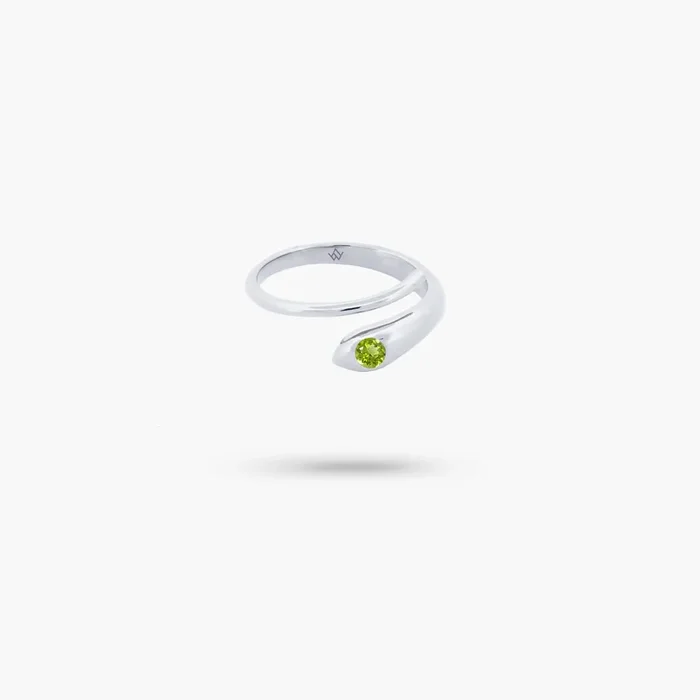 Amare Wear Peridot Snake Silver Ring