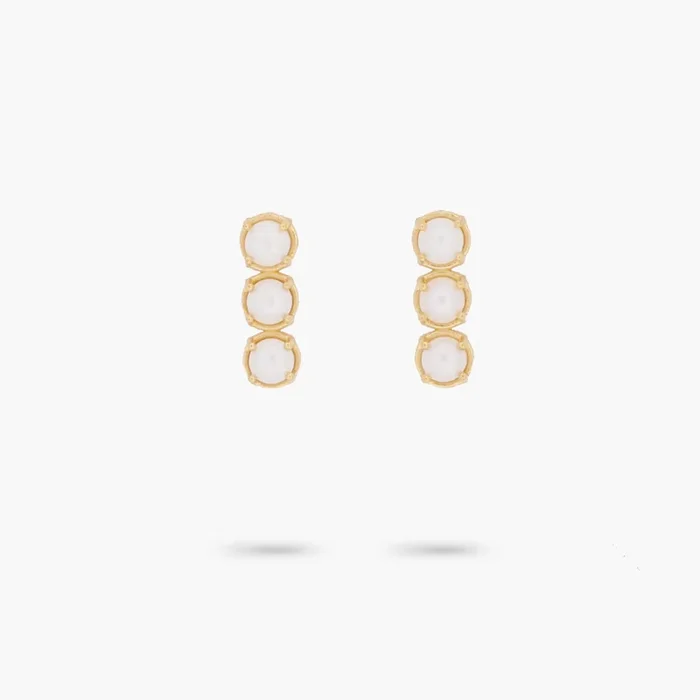 Amare Wear Petite Freshwater Pearl Triple Dangle Earring