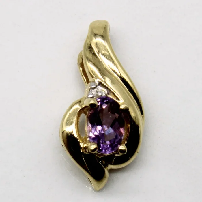 Amethyst & Diamond Pendant | 0.35ct, 0.01ct |