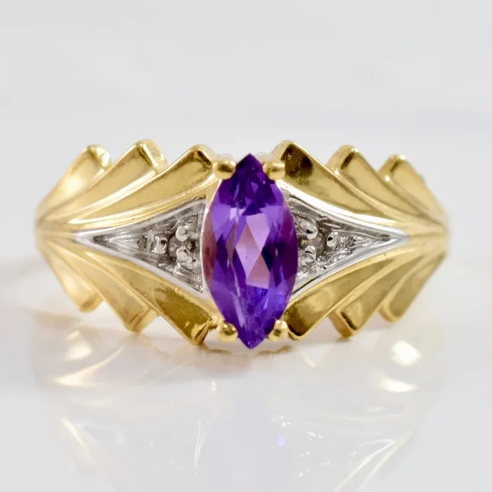 Amethyst and Diamond Ring | 0.01 ctw SZ 6 |