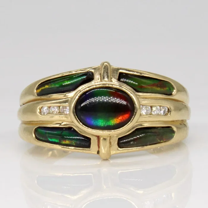 Ammolite & Diamond Cocktail Ring | 1.45ctw, 0.06tw | SZ 7.5 |