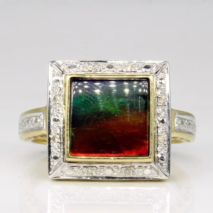 Ammolite & Diamond Cocktail Ring | 1.60ct, 0.04ctw | SZ 11 |