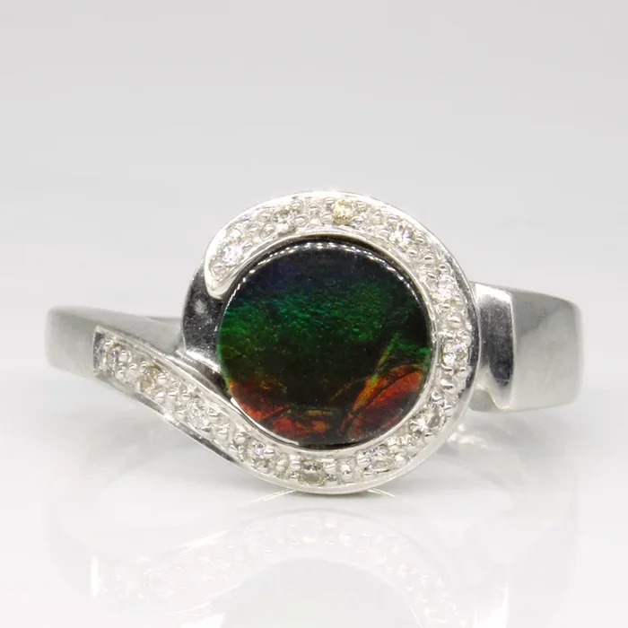 Ammolite & Diamond Ring | 0.90ct, 0.07ctw | SZ 8 |