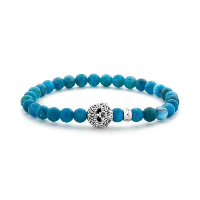 Anthem Blue Apatite Skull Bead Bracelet