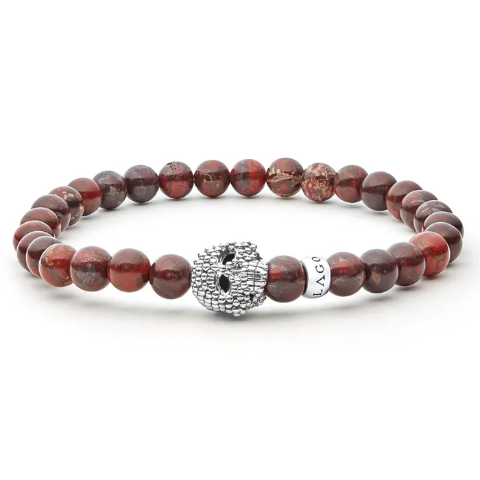Anthem Poppy Jasper Skull Bead Bracelet