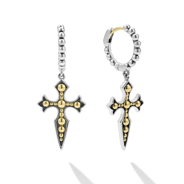 Anthem Two-Tone Medieval Drop Cross Earrings